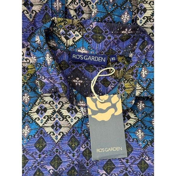 NWT Ro's Garden Jocelyn Collared Long Sleeve Maxi Dress Lachen Purple Blue XS - Picture 5 of 5